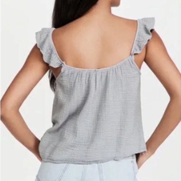 Monrow Pink Crinkle Gauze Ruffle Tank Top NWT - Picture 4 of 5